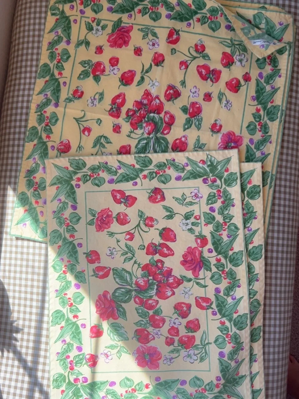 April Cornell Yellow Strawberry Napkin and Placemat Set